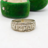 Victorian White Metal 'Mizpah' Sweetheart Ring Antique 1896