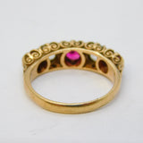 9ct Yellow Gold, Ruby & Spinel Set Graduated Boat Ring Vintage Birmingham