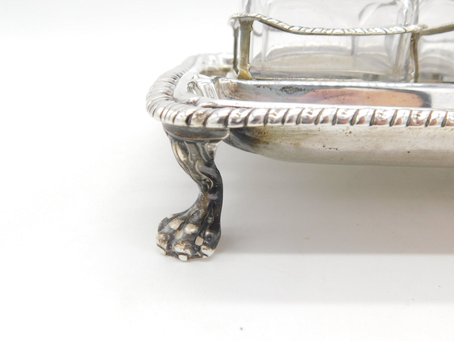 George III Sterling Silver Three-Piece Glass Desk Stand Antique 1767 London