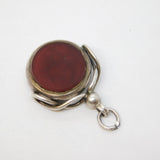 Victorian Sterling Silver, Carnelian & Bloodstone Spinner Fob Antique 1896 Birmingham