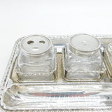 George III Sterling Silver Three-Piece Glass Desk Stand Antique 1767 London