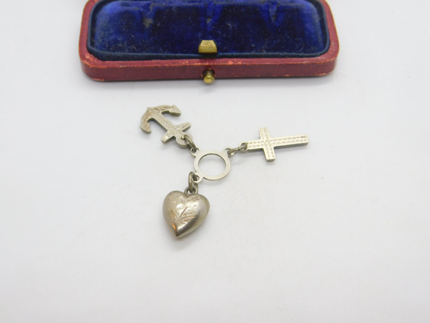 Victorian Sterling Silver Faith, Hope & Charity Charm 1898 Birmingham Antique