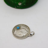 Queen Victoria Sterling Silver Turquoise Threepence Coin Charm Antique 1897