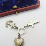 Victorian Sterling Silver Faith, Hope & Charity Charm 1898 Birmingham Antique
