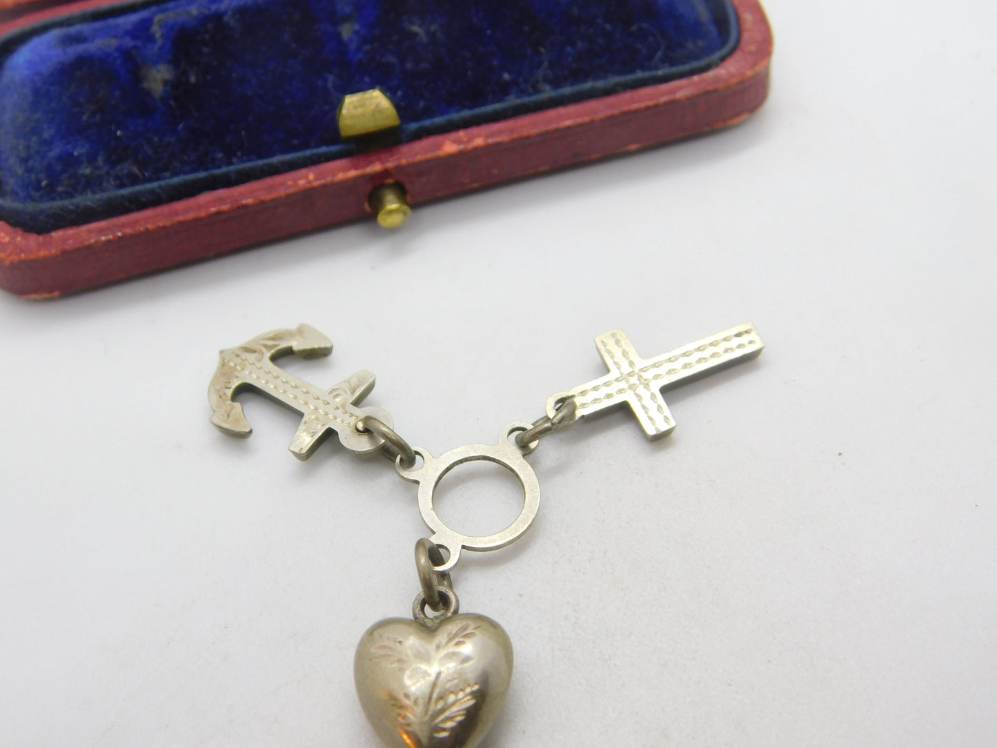 Victorian Sterling Silver Faith, Hope & Charity Charm 1898 Birmingham Antique