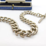 Victorian Sterling Silver Chunky Graduating Albert Watch Chain 1898 Antique Birmingham