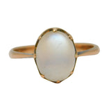 Victorian 9ct Rose Gold Cabochon Moonstone Dress Ring Antique c1880