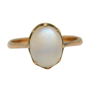 Victorian 9ct Rose Gold Cabochon Moonstone Dress Ring Antique c1880