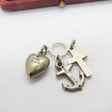 Victorian Sterling Silver Faith, Hope & Charity Charm 1898 Birmingham Antique