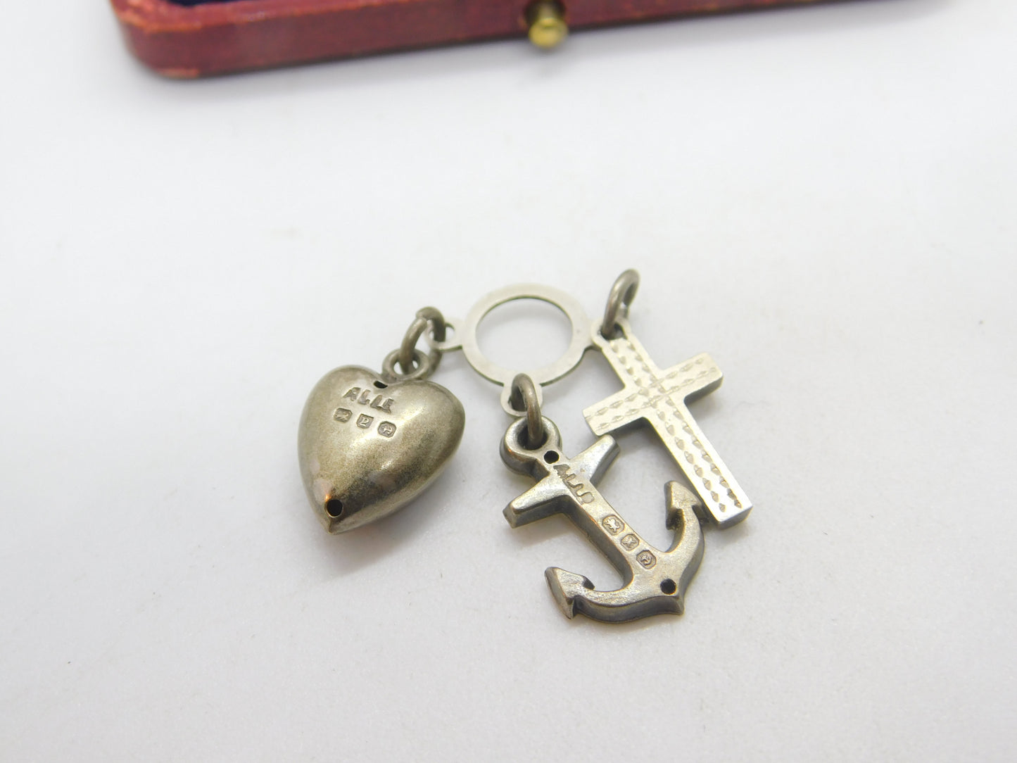 Victorian Sterling Silver Faith, Hope & Charity Charm 1898 Birmingham Antique