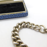 Victorian Sterling Silver Chunky Graduating Albert Watch Chain 1898 Antique Birmingham