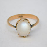 Victorian 9ct Rose Gold Cabochon Moonstone Dress Ring Antique c1880