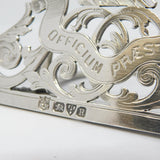 Victorian Sterling Silver Pownell Family Heraldic Place Holder Antique 1899 Chester