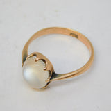Victorian 9ct Rose Gold Cabochon Moonstone Dress Ring Antique c1880