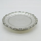 George III Sterling Silver Floral Pattern Crested Coaster Dish Antique London