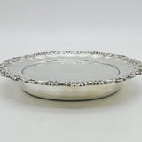 George III Sterling Silver Floral Pattern Crested Coaster Dish Antique London