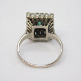 9ct White Gold, Baguette Cut Emerald & Diamond Engagement Ring Vintage