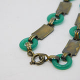 Egyptian Sterling Silver, Enamel & Jadeite Panel Bracelet Antique c1930 Art Deco