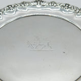George III Sterling Silver Floral Pattern Crested Coaster Dish Antique London