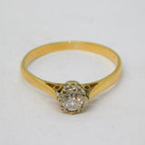 Art Deco 18ct Yellow Gold & 0.5ct Collet Set Diamond Solitaire Ring Antique