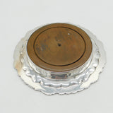 George III Sterling Silver Floral Pattern Crested Coaster Dish Antique London