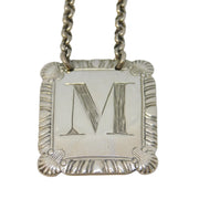 George III Sterling Silver 'M' Letter Madeira Decanter Label Antique 1815 London
