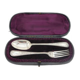 Victorian Boxed Sterling Silver Christening Cutlery Set Antique 1884 London