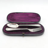 Victorian Boxed Sterling Silver Christening Cutlery Set Antique 1884 London