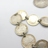 Victorian Sterling Silver Threepence Coin Watch Chain Antique c1880 with Shilling Fob