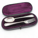 Victorian Boxed Sterling Silver Christening Cutlery Set Antique 1884 London
