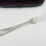 Victorian Boxed Sterling Silver Christening Cutlery Set Antique 1884 London