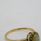 9ct Yellow Gold, White Opal & Spinel Floral Cluster Ring Vintage Birmingham