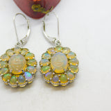 Pair of Sterling Silver & Carved 'Happy Face' Water Opal Drop Earrings Vintage