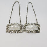 William IV Sterling Silver Madeira & Sherry Decanter Label Pair Antique 1837 Birmingham