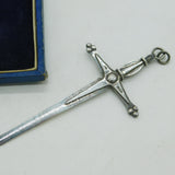 Boxed Sterling Silver Large Sword Form Masonic Jewel Medal 1928 Antique Birmingham