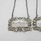 William IV Sterling Silver Madeira & Sherry Decanter Label Pair Antique 1837 Birmingham