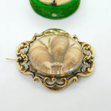 George III 9ct Yellow Gold, Hair & Seed Pearl Mourning Brooch Antique c1820