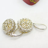 Pair of Sterling Silver & Carved 'Happy Face' Water Opal Drop Earrings Vintage