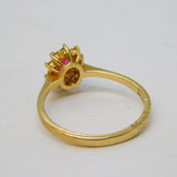 9ct Yellow Gold, Ruby & Diamond Floral Engagement Ring Vintage London
