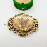 George III 9ct Yellow Gold, Hair & Seed Pearl Mourning Brooch Antique c1820