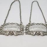 William IV Sterling Silver Madeira & Sherry Decanter Label Pair Antique 1837 Birmingham