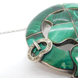 Victorian Scottish Sterling Silver Malachite Shield Form Brooch Antique c1860