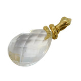 9ct Yellow Gold & Rock Crystal Snake Form Drop Pendant Vintage Birmingham