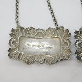 William IV Sterling Silver Madeira & Sherry Decanter Label Pair Antique 1837 Birmingham
