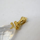9ct Yellow Gold & Rock Crystal Snake Form Drop Pendant Vintage Birmingham