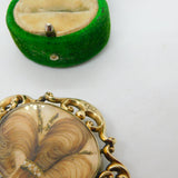 George III 9ct Yellow Gold, Hair & Seed Pearl Mourning Brooch Antique c1820