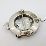 Victorian Scottish Sterling Silver Malachite Shield Form Brooch Antique c1860