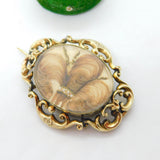 George III 9ct Yellow Gold, Hair & Seed Pearl Mourning Brooch Antique c1820