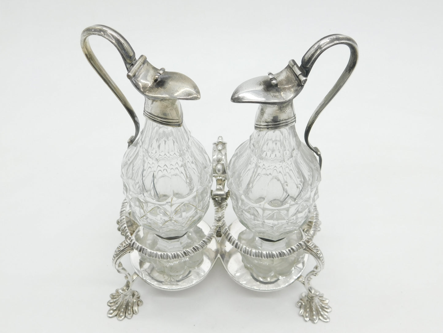 George III Sterling Silver Cruet Sauce Service 1769 London Antique Crested