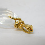 9ct Yellow Gold & Rock Crystal Snake Form Drop Pendant Vintage Birmingham